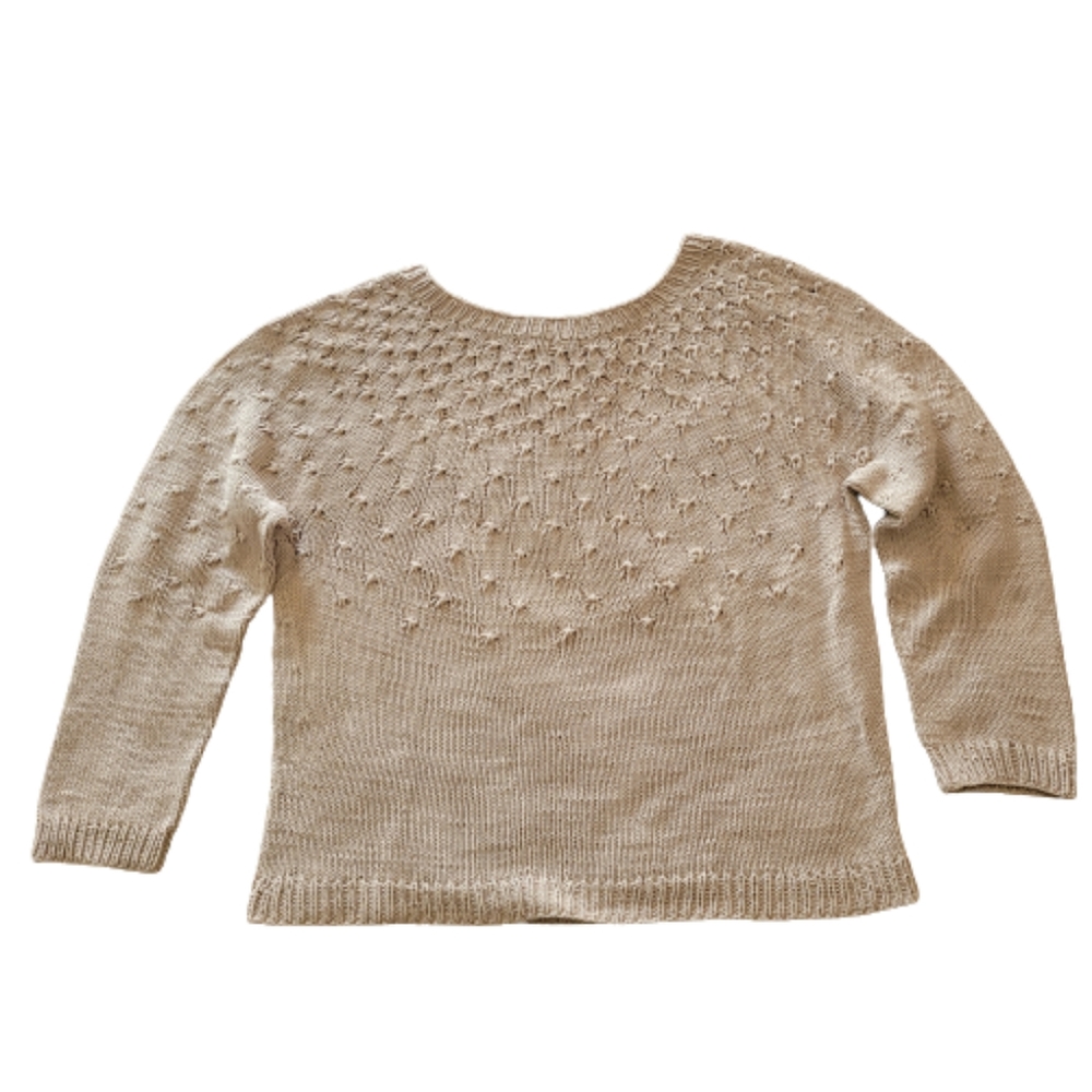 Handmade Knit Cotton Long Sleeve Pullover Sweater